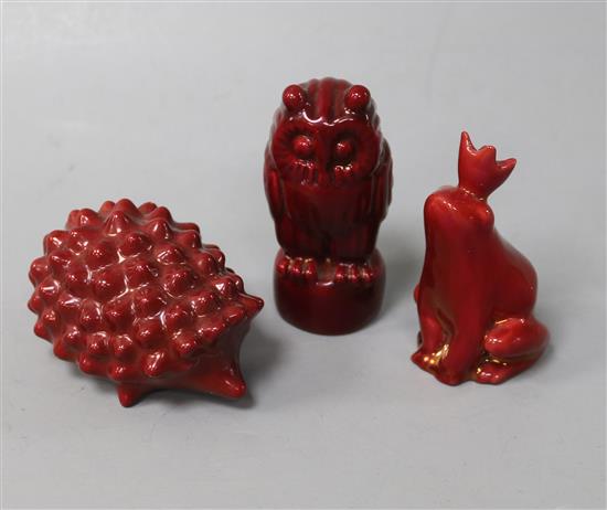 Three Zsolnay lustre animals